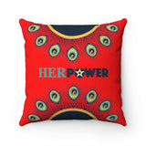 HerPower Afro Peacock Square Red Pillow