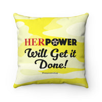 HerPower Get it Done Camo-Yellow Square Pillow