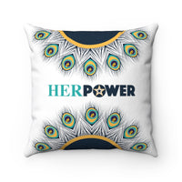 HerPower Afro Peacock Square White Pillow