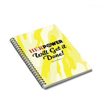 HerPower Notebook Spiral Will Get It Done Camo-Yellow - Ruled Line