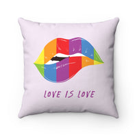 HerPower Lips Rainbow Pride Love is Love Square Pillow Lavender