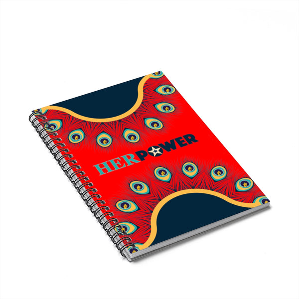 HerPower Afro Notebook Spiral Red Peacock - Ruled Line