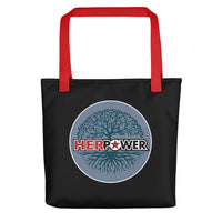 HerPower Tree of Life Grey on Black Tote Bag