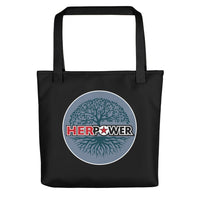 HerPower Tree of Life Grey on Black Tote Bag