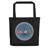 HerPower Tree of Life Grey on Black Tote Bag