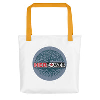 HerPower Tree of Life Grey on White Tote Bag