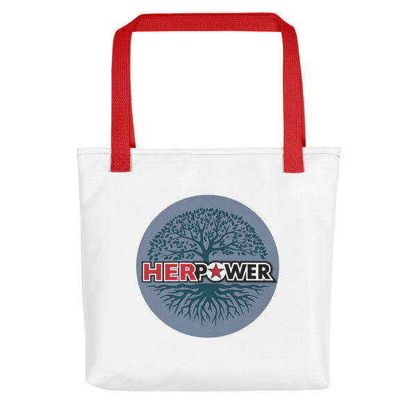 HerPower Tree of Life Grey on White Tote Bag