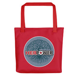 HerPower Tree of Life Grey on Red Tote Bag