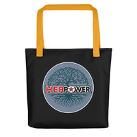 HerPower Tree of Life Grey on Black Tote Bag