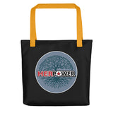 HerPower Tree of Life Grey on Black Tote Bag