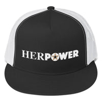 HerPower Women Trucker Cap White on Black